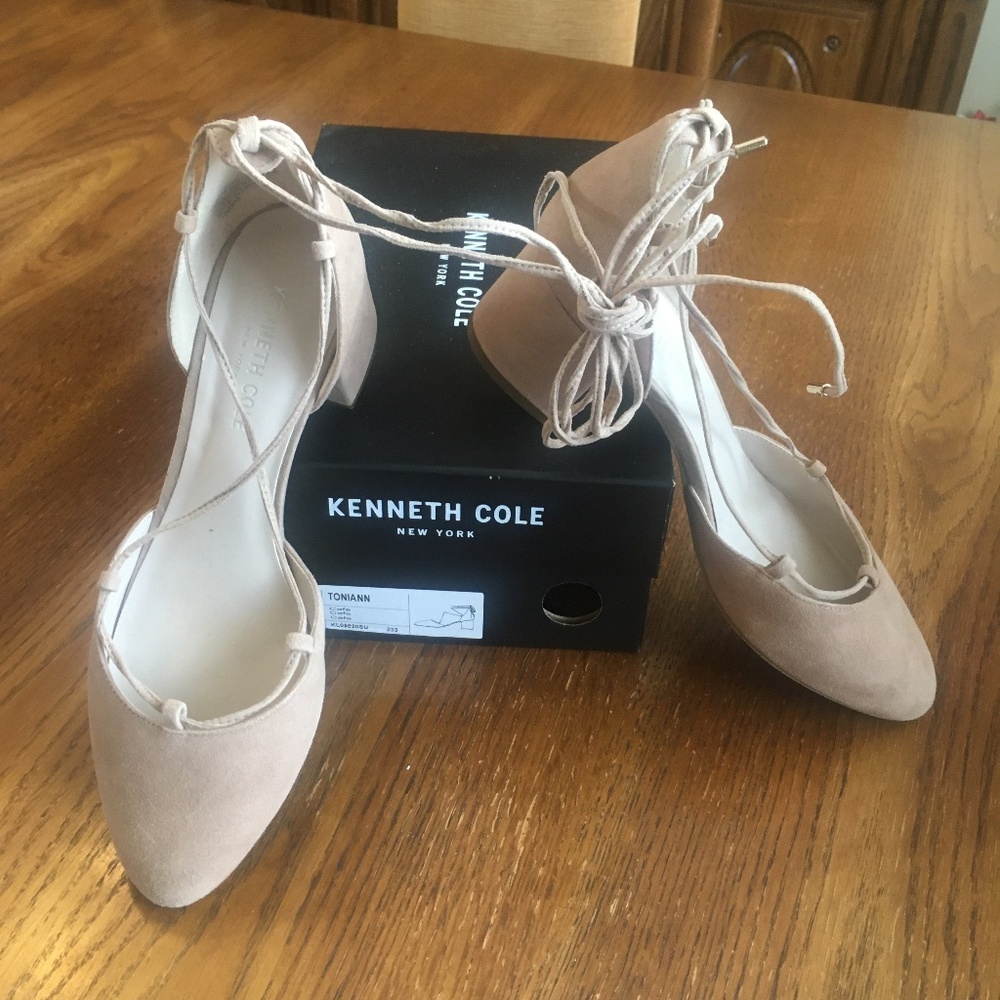 Cafe suede KENNETH COLE Toniann lace-up dorsay block heel 8.5